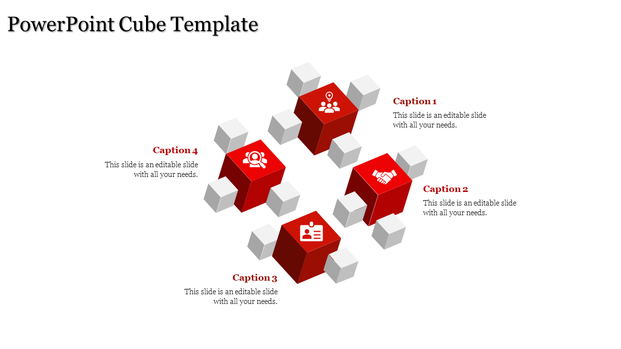 powerpoint cube template-4-Red